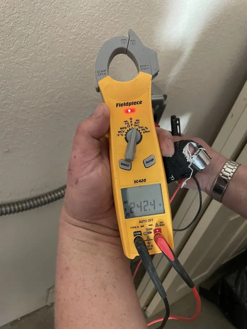 Voltage testing with clamp meter during Generator Installation in Swoyersville